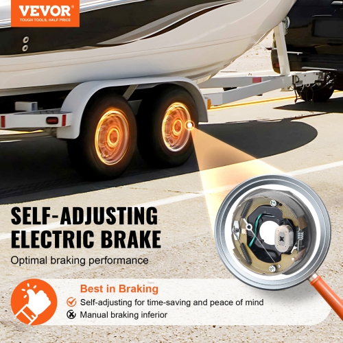 VEVOR 10" x 2-1/4" Electric Trailer Brake Assembly, 1 Pair Self-Adjusting Electric Brakes Kit for 3500 lbs Axle, 4-Hole Mounting, for Brake System