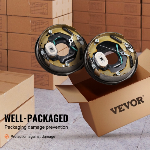 VEVOR 10" x 2-1/4" Electric Trailer Brake Assembly, 1 Pair Self-Adjusting Electric Brakes Kit for 3500 lbs Axle, 4-Hole Mounting, for Brake System