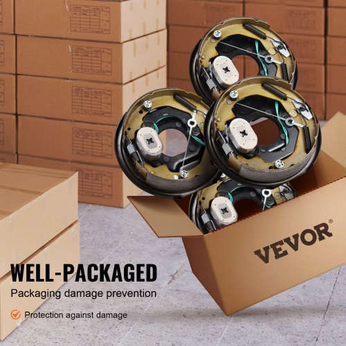 VEVOR 10" x 2-1/4" Electric Trailer Brake Assembly, 2 Pairs Self-Adjusting Electric Brakes Kit for 3500 lbs Axle, 4-Hole Mounting,for Brake System