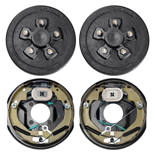 VEVOR  Trailer Hub Drum Kits 5 On 4.5" B.c. w 10" X 2-1/4" Electric Brakes, Self-Adjusting Brake Assembly for 3500 Lbs Axle, 4-Hole Mounting, For
