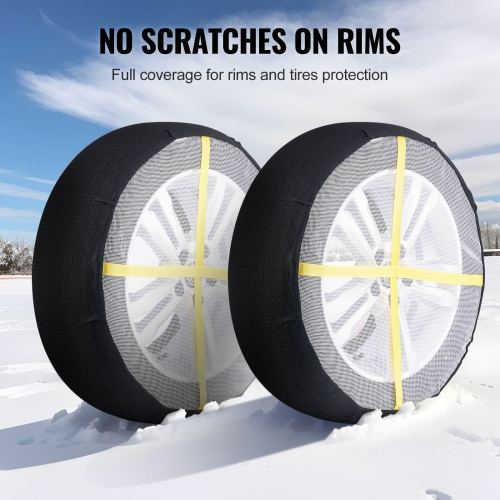 VEVOR Thickened Snow Socks for Tires, Polyester Fiber Tire Socks with Elastic Straps, Snow Traction Tire Cover for Car, SUV, Pickup and Truck-Medium