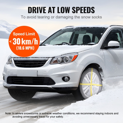 VEVOR Thickened Snow Socks for Tires, Polyester Fiber Tire Socks with Elastic Straps, Snow Traction Tire Cover for Car, SUV, Pickup and Truck-Medium