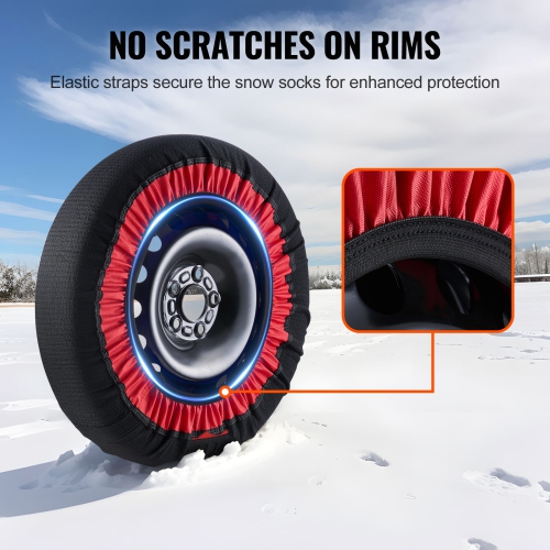 VEVOR Thickened Snow Socks for Tires, Polyester Fiber Tire Socks with Elastic Straps, Snow Traction Tire Cover for Car, SUV, Pickup and Truck-Extra