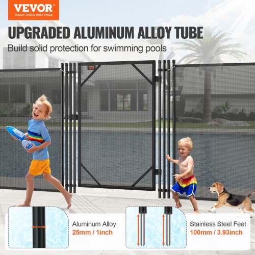 VEVOR 4 x 2.5 Ft ,Pool Fence Gate, Easy DIY Installation Inground Pool Gate, Pool Fence Gate Kit with Stainless Steel Latch, Removable Child & Pet