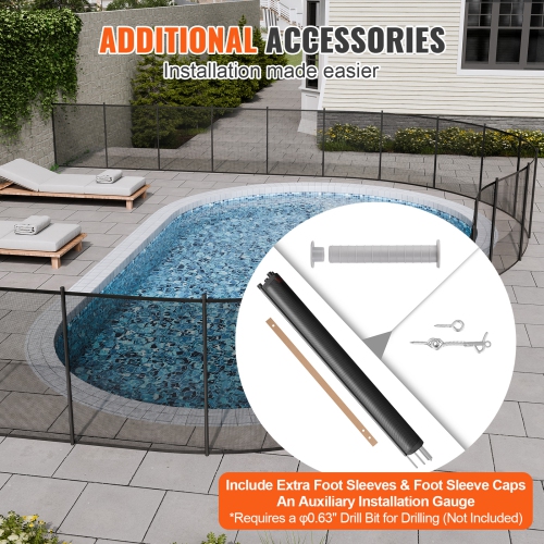 VEVOR 4 x 12 FT Pool Fence, Pool Fences for Inground Pools, Removable Child Safety Pool Fencing, Easy DIY Installation Swimming Pool Fence, 340gms