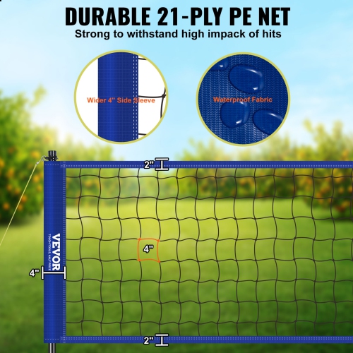 VEVOR Outdoor Portable Volleyball Net System, Adjustable Height Steel Poles, Professional Volleyball Set with PVC Volleyball, Pump, Carrying Bag,