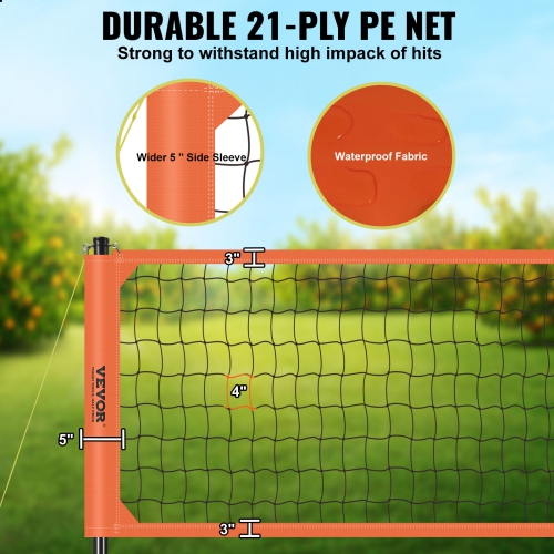 VEVOR Outdoor Portable Volleyball Net System, Adjustable Height Aluminum Poles, Professional Volleyball Set with PVC Volleyball, Pump, Carrying Bag,