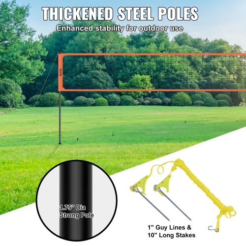 VEVOR Outdoor Portable Volleyball Net System, Adjustable Height Aluminum Poles, Professional Volleyball Set with PVC Volleyball, Pump, Carrying Bag,