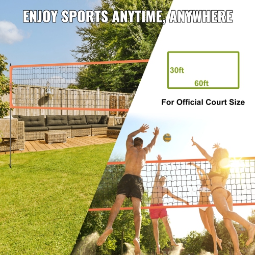 VEVOR Outdoor Portable Volleyball Net System, Adjustable Height Aluminum Poles, Professional Volleyball Set with PVC Volleyball, Pump, Carrying Bag,