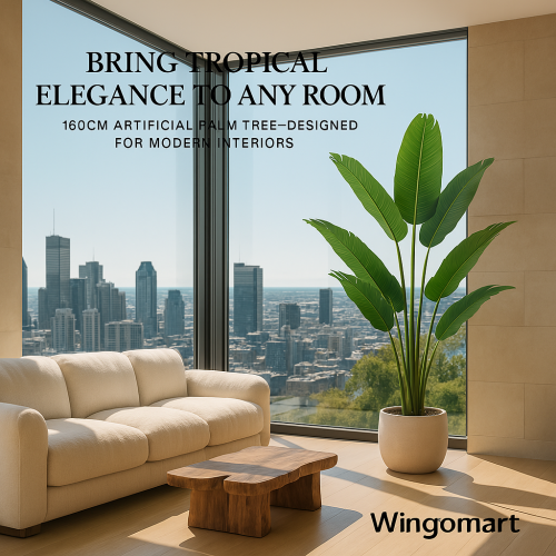 160cm Realistic Artificial Banana Tree – 10 Leaves – Tropical Floor Plant with Premium Pot and ultra Natural Touch – Home, Office, Hotel, or