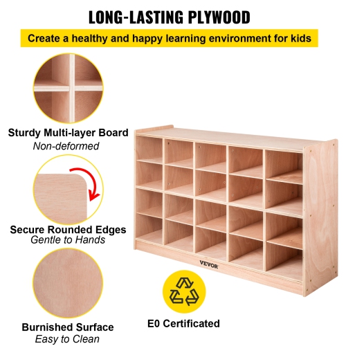 VEVOR 4 x 5, Cubby Mobile Tray Storage Cabinet, 20-Compartment Cubby Storage Shelf, Cubby Storage Cabinet Classroom Cubbies, Classroom Furniture for