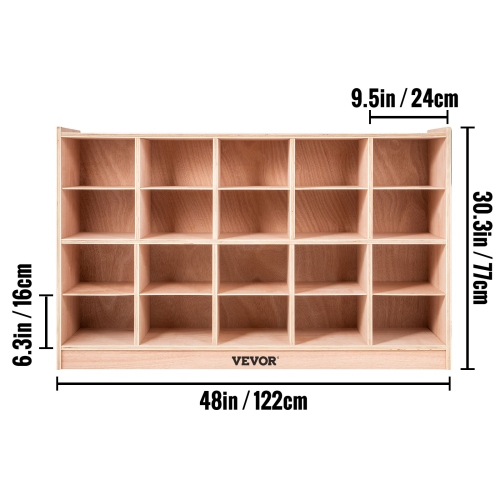 VEVOR 4 x 5, Cubby Mobile Tray Storage Cabinet, 20-Compartment Cubby Storage Shelf, Cubby Storage Cabinet Classroom Cubbies, Classroom Furniture for