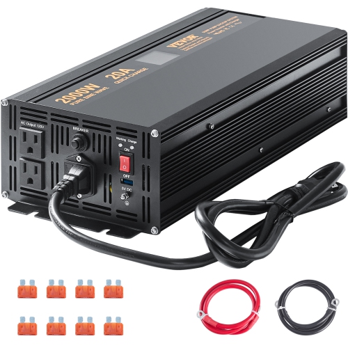 VEVOR 2000W Sump Pump Battery Backup with LCD, Automatically Shifts to Inverter Power Ensuring Uninterrupted Operation, Essential for Emergencies &