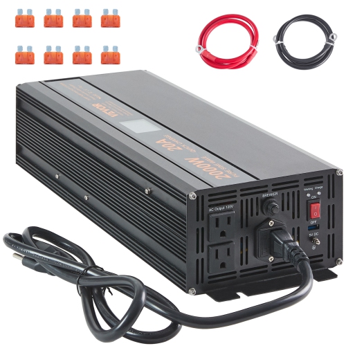 VEVOR 2000W Sump Pump Battery Backup with LCD, Automatically Shifts to Inverter Power Ensuring Uninterrupted Operation, Essential for Emergencies &