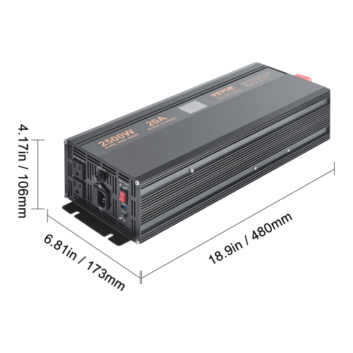 VEVOR 2500W Sump Pump Battery Backup System, LCD Display, Auto Switches to Battery Inverter Power for Continuous Sump Pump Operation, Sump Pump
