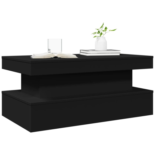 vidaXL Coffee Table with LED Lights Black 90x50x40 cm