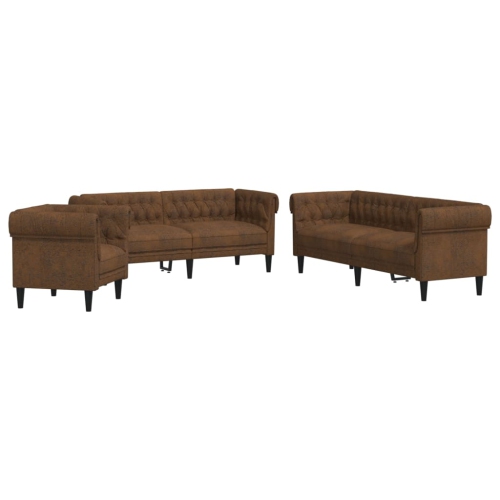 VIDAXL  3 Piece Sofa Set Fabric In Brown