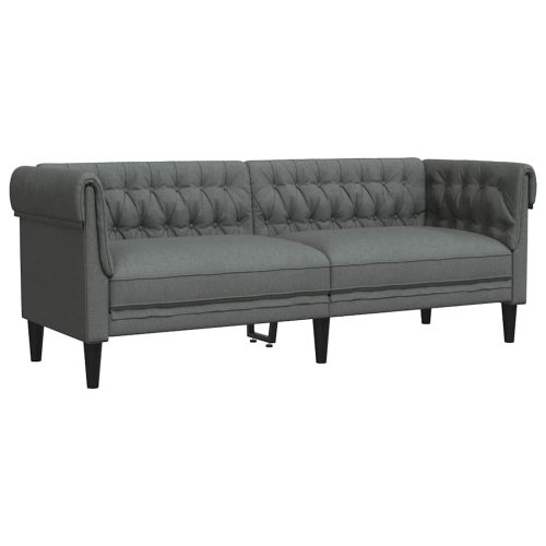 vidaXL Chesterfield Sofa 3-Seater Dark Grey Fabric