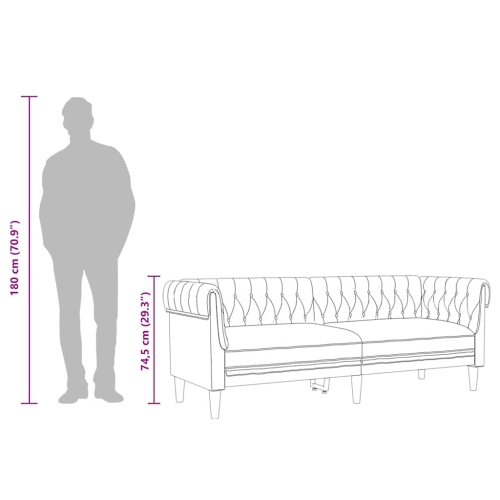 vidaXL Chesterfield Sofa 3-Seater Dark Grey Fabric