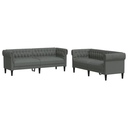 VIDAXL  2 Piece Sofa Set Dark Fabric In Grey