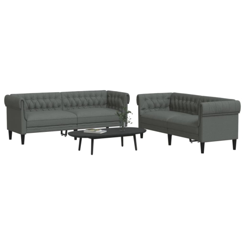 vidaXL 2 Piece Sofa Set Dark Grey Fabric