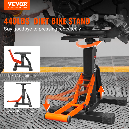 VEVOR Dirt Bike Lift Stand, Motorcycle Jack Lift Stand 440 lbs Capacity and Hydraulic Lift Operation, Adjustable Height Hoist Table, for Dirt Pit