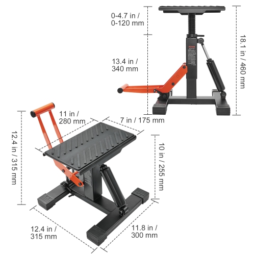 VEVOR Dirt Bike Lift Stand, Motorcycle Jack Lift Stand 440 lbs Capacity and Hydraulic Lift Operation, Adjustable Height Hoist Table, for Dirt Pit