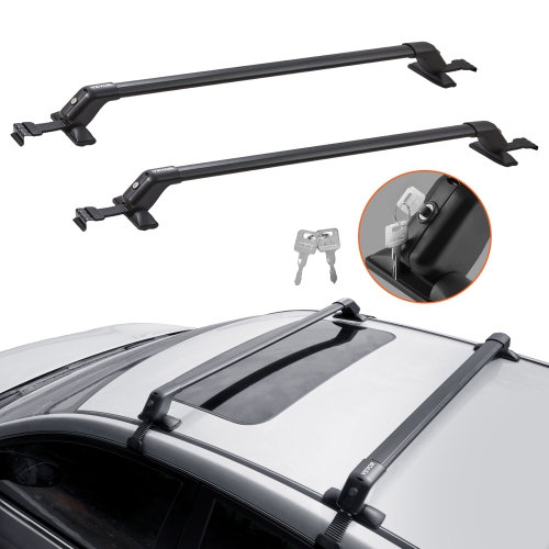 VEVOR Universal Roof Rack Cross Bars, 41.3" Aluminum Roof Rack Crossbars, Fit Roof without Side Rail, 155 lbs Load Capacity, Adjustable Bare Roof