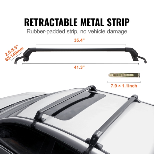 VEVOR Universal Roof Rack Cross Bars, 41.3" Aluminum Roof Rack Crossbars, Fit Roof without Side Rail, 155 lbs Load Capacity, Adjustable Bare Roof