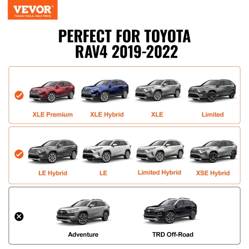 VEVOR Roof Rack Cross Bars, Compatible with Toyota RAV4 2019-2023, 260lbs Load Capacity, Aluminum Anti-Rust Crossbars with Locks
