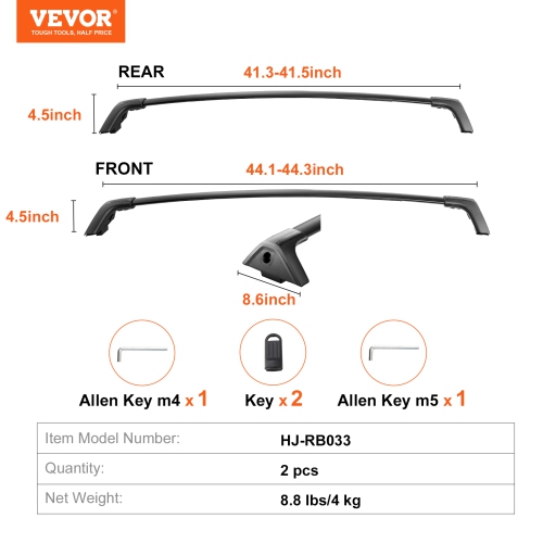 VEVOR Roof Rack Cross Bars, Compatible with Toyota RAV4 2019-2023, 260lbs Load Capacity, Aluminum Anti-Rust Crossbars with Locks