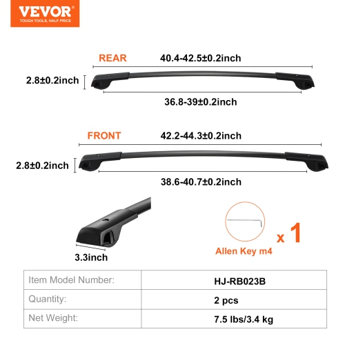 VEVOR Roof Rack Cross Bars, Fit for 2014-2021 Subaru Forester with Raised Side Rails, 200 lbs Load Capacity, Aluminum Crossbars with Locks, for