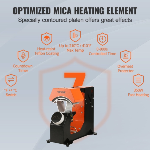 VEVOR 3-in-1 Auto Hat Heat Press, 3pcs Interchangeable Platens(6.6" x 2.7", 6.6" x 3.8", 6.1" x 3"), Automatic Release&Press Knob-Style Digital