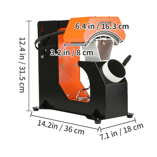 VEVOR 3-in-1 Auto Hat Heat Press, 3pcs Interchangeable Platens(6.6" x 2.7", 6.6" x 3.8", 6.1" x 3"), Automatic Release&Press Knob-Style Digital