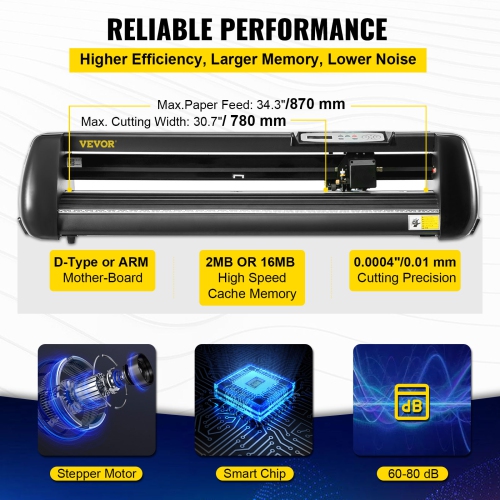 VEVOR 34 inch Vinyl Cutter, 870mm Paper Feed Vinyl Plotter with Floor Stand, Cutting Plotter Machine Adjustable Speed SignMaster Software for Sign