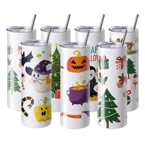 VEVOR 12 Pack Sublimation Tumblers 20oz Skinny Straight, Stainless Steel Sublimation Tumblers Blank, Stainless Steel Double Wall Tumbler for Heat