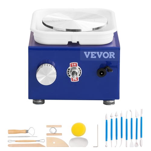 VEVOR 2 Turntables 2.6in/3.9in Mini Pottery Wheel, for Kids or Beginners, Adjustable 0-300RPM Speed ABS Detachable Basin, 17 Pottery Accessories,