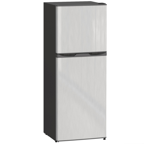 HOMCOM Mini Fridge with Freezer, 4.6 Cu. Ft 2 Door Compact Refrigerator with Adjustable Thermostat, Removable Glass Shelves, Reversible Door for