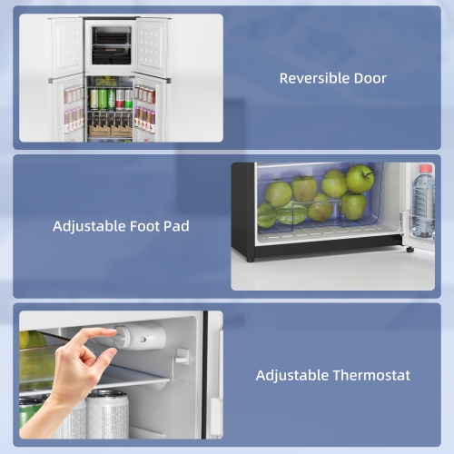 HOMCOM Mini Fridge with Freezer, 4.6 Cu. Ft 2 Door Compact Refrigerator with Adjustable Thermostat, Removable Glass Shelves, Reversible Door for