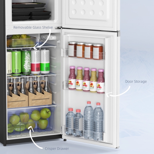 HOMCOM Mini Fridge with Freezer, 4.6 Cu. Ft 2 Door Compact Refrigerator with Adjustable Thermostat, Removable Glass Shelves, Reversible Door for