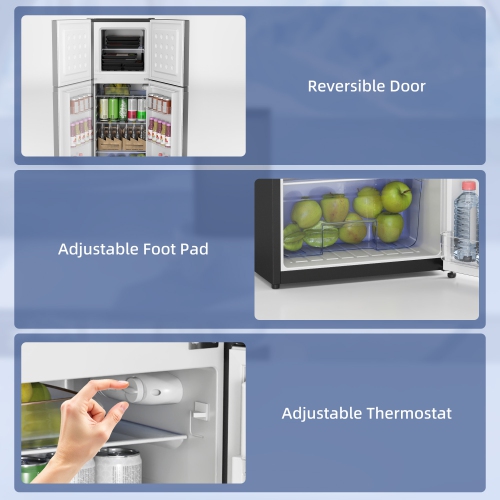 HOMCOM Mini Fridge with Freezer, 4.6 Cu. Ft 2 Door Compact Refrigerator with Adjustable Thermostat, Removable Glass Shelves, Reversible Door for