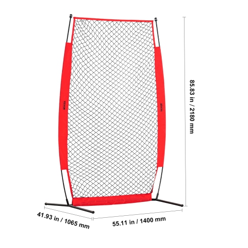 VEVOR 7x4 ft I Screen Baseball for Batting Cage, Baseball & Softball Safety Screen, Batting Screen with Carry Bag & Ground Stakes, Baseball Pitching