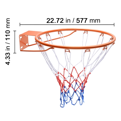 VEVOR Q235 Basketball Rim, Wall Door Mounted Basketball Hoop, Duty Basketball Flex Rim Replacement with Net,Standard 18" Indoor and Outdoor Hanging