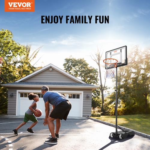 VEVOR 5-7 ft Basketball Hoop, Adjustable Height Portable Backboard System, 32 inch Basketball Hoop & Goal, Kids & Adults Basketball Set with Wheels,