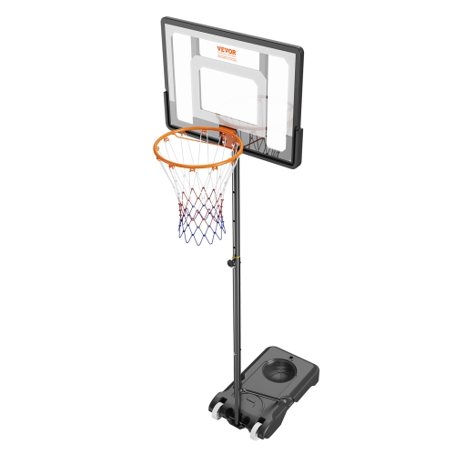 VEVOR 5-7 ft Basketball Hoop, Adjustable Height Portable Backboard System, 32 inch Basketball Hoop & Goal, Kids & Adults Basketball Set with Wheels,