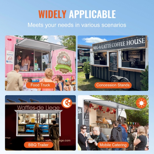 VEVOR 48"x36" Concession Window, Aluminum Alloy Food Truck Service Window with Awning Door & Drag Hook, Up to 85 Degrees Window for Trucks Concession