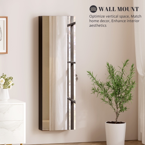 Vlsrka 47.2" LED Jewelry Mirror Cabinet, Wall/Door Mounted Jewelry Armoire Organizer , Large Storage Hanging Cabinet, 4 Drawers, 5 Shelves, Built-in