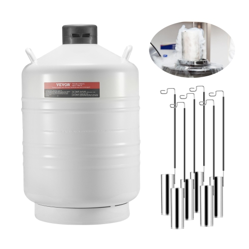 VEVOR 30 L Liquid Nitrogen Tank, Aluminum Alloy Liquid Nitrogen Container, LN2 Tank Dewar with 6 Canisters and Carry Bag with Straps, Cryogenic Tank