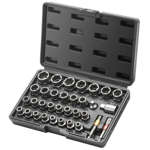 VEVOR 29-Piece Bolt Extractor Set, Bolt and Nut Remover Set, 6mm to 10mm, 13/32" to 3/4", CR-MO Steel Extraction Socket Set with Storage Case, for