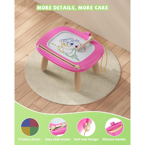 Toys Gift for 1 2 Year Old Toddler Boy Girl, Magnetic Drawing Board for Preschool Learning and Educational Toys, Doodle Board for Baby Kids, Rose Red
